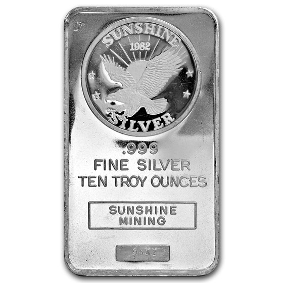 10 oz Silver Bar - Sunshine (Vintage, Dated) 10 oz Silver Bar - Sunshine (Vintage, Dated)